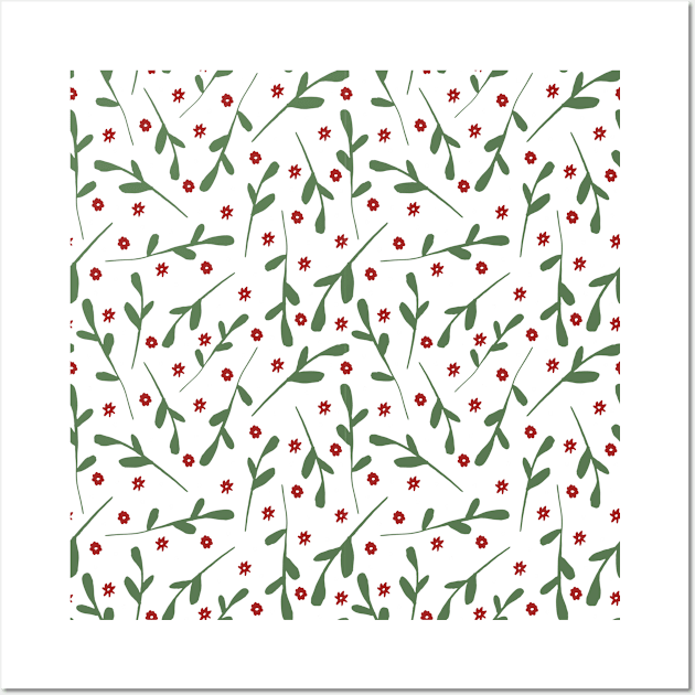 Holly, Ivy, Leaves Christmas Pattern Wall Art by habibitravels